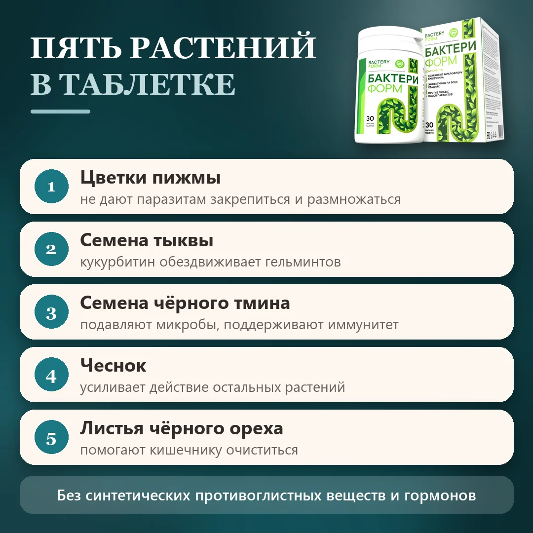 Состав Бактери Форм: компоненты и их действие